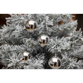 Set 16 Sfere di Natale in Plastica Lucide Ø 6Cm - Vari Colori - Argento Lucido