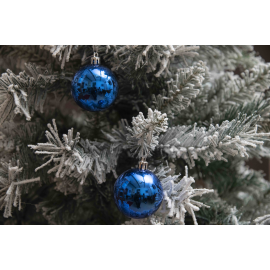 Set 16 Sfere di Natale in Plastica Lucide Ø 6Cm - Vari Colori - Blu Lucido