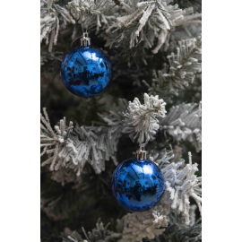Set 16 Sfere di Natale in Plastica Lucide Ø 6Cm - Vari Colori - Blu Lucido