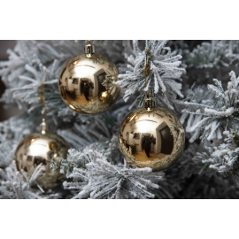 Set 12 Sfere di Natale in Plastica Ø 7Cm - Vari Colori - Oro Lucido