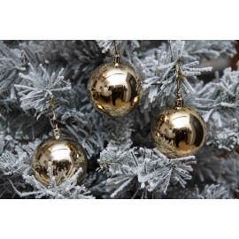 Set 12 Sfere di Natale in Plastica Ø 7Cm - Vari Colori - Oro Lucido