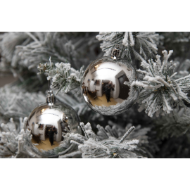 Set 12 Sfere di Natale in Plastica Ø 7Cm - Vari Colori - Argento Lucido