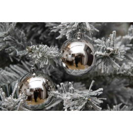 Set 12 Sfere di Natale in Plastica Ø 7Cm - Vari Colori - Argento Lucido