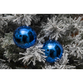 Set 8 Sfere di Natale in Plastica Lucide Ø 8Cm - Vari Colori - Blu