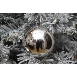 Set 4 Sfere di Natale in Plastica Lucide Ø 10Cm – Vari Colori - Argento