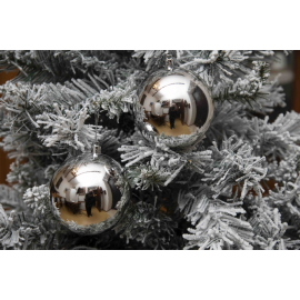 Set 4 Sfere di Natale in Plastica Lucide Ø 10Cm – Vari Colori - Argento