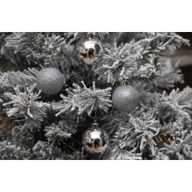 Set 20 Sfere di Natale in Plastica Ø 5Cm - Assortite Lucide e Glitterate – Vari Colori - Argento