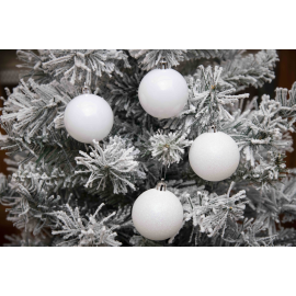 Set 16 Sfere di Natale in Plastica Lucide Ø 6Cm - Vari Colori - Bianco Glitterato