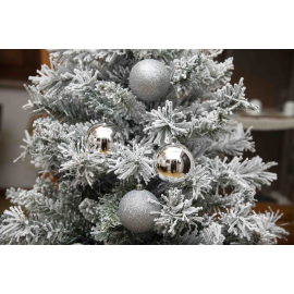 Set 12 Sfere di Natale in Plastica Ø 7Cm - Vari Colori - Argento