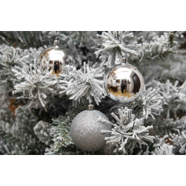 Set 12 Sfere di Natale in Plastica Ø 7Cm - Vari Colori - Argento