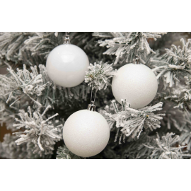 Set 12 Sfere di Natale in Plastica Ø 7Cm - Vari Colori - Bianco