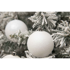 Set 12 Sfere di Natale in Plastica Ø 7Cm - Vari Colori - Bianco