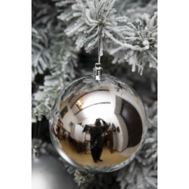 Set di 2 Sfere di Natale in Plastica Ø 12 cm - Finitura Lucida + Opaca - Argento