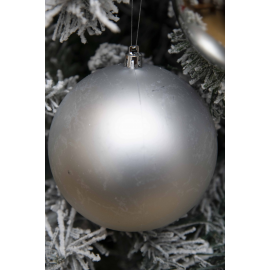 Set di 2 Sfere di Natale in Plastica Ø 12 cm - Finitura Lucida + Opaca - Argento