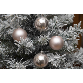 Set 12 Sfere di Natale in Plastica Ø 6Cm - Assortite Lucide e Opache – Vari Colori - Cipria