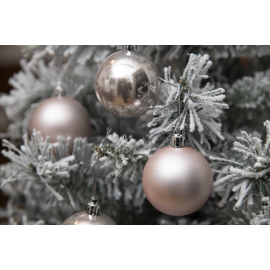 Set 12 Sfere di Natale in Plastica Ø 6Cm - Assortite Lucide e Opache – Vari Colori - Cipria