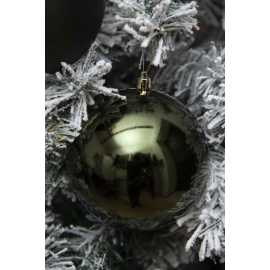 Set di 2 Sfere di Natale in Plastica Ø 12 cm - Finitura Lucida + Opaca - Verde Albero