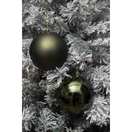 Set di 2 Sfere di Natale in Plastica Ø 12 cm - Finitura Lucida + Opaca - Verde Albero