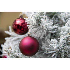 Set 12 Sfere di Natale in Plastica Ø 6Cm - Assortite Lucide e Opache – Vari Colori - Burgundy