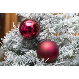 Set 3 Sfere di Natale in Plastica Ø 10Cm – Assortite Lucide e Opache – Vari Colori - Burgundy