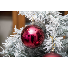 Set 3 Sfere di Natale in Plastica Ø 10Cm – Assortite Lucide e Opache – Vari Colori - Burgundy