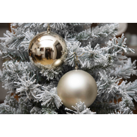 Set di 2 Sfere di Natale in Plastica Ø 12 cm - Finitura Lucida + Opaca - Champagne