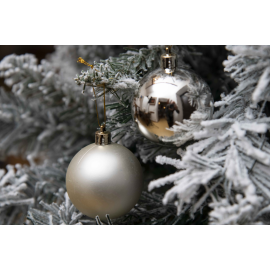 Set 12 Sfere di Natale in Plastica Ø 6Cm - Assortite Lucide e Opache – Vari Colori - Champagne