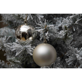 Set 6 Sfere di Natale in Plastica Ø 8Cm – Assortite Lucide e Opache – Vari Colori - Champagne