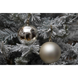 Set 6 Sfere di Natale in Plastica Ø 8Cm – Assortite Lucide e Opache – Vari Colori - Champagne