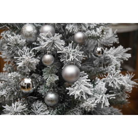 Set 30 Sfere di Natale in Plastica Ø 4/5/6 cm - Assortite (Lucide, Opache, Increspate) - Confezione a Cilindro - Light Grey