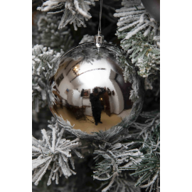 Set di 2 Sfere di Natale in Plastica Ø 12 cm - Finitura Lucida + Opaca - Light Grey