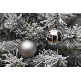 Set 12 Sfere di Natale in Plastica Ø 6Cm - Assortite Lucide e Opache – Vari Colori - Light Grey