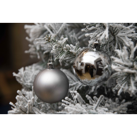 Set 12 Sfere di Natale in Plastica Ø 6Cm - Assortite Lucide e Opache – Vari Colori - Light Grey