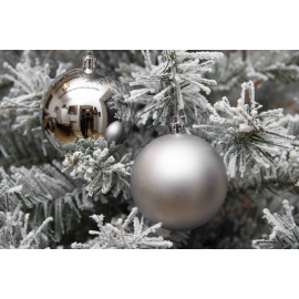 Set 6 Sfere di Natale in Plastica Ø 8Cm – Assortite Lucide e Opache – Vari Colori - Light Grey