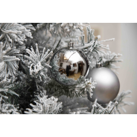 Set 6 Sfere di Natale in Plastica Ø 8Cm – Assortite Lucide e Opache – Vari Colori - Light Grey