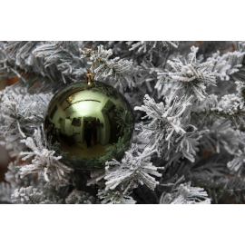 Set 3 Sfere in Plastica Lucide Ø 12Cm - Vari Colori - Verde Albero