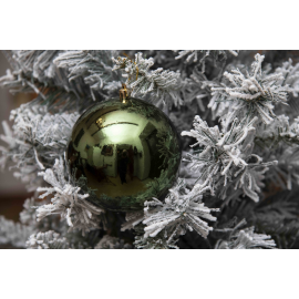 Set 3 Sfere in Plastica Lucide Ø 12Cm - Vari Colori - Verde Albero