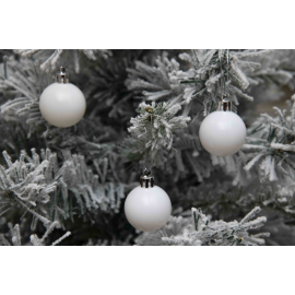 Set 20 Sfere di Natale in Plastica Ø 4Cm – Assortite Lucide e Opache – Vari Colori - Bianco