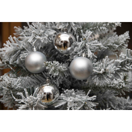 Set 12 Sfere di Natale in Plastica Ø 6Cm - Assortite Lucide e Opache – Vari Colori - Argento