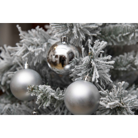 Set 12 Sfere di Natale in Plastica Ø 6Cm - Assortite Lucide e Opache – Vari Colori - Argento