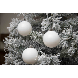 Set 12 Sfere di Natale in Plastica Ø 6Cm - Assortite Lucide e Opache – Vari Colori - Bianco