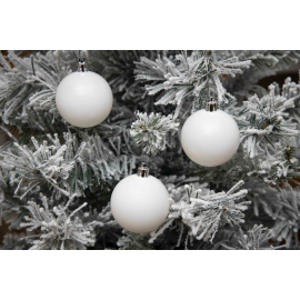 Set 12 Sfere di Natale in Plastica Ø 6Cm - Assortite Lucide e Opache – Vari Colori - Bianco