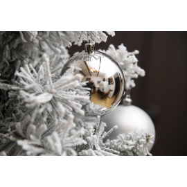 Set 6 Sfere di Natale in Plastica Ø 8Cm – Assortite Lucide e Opache – Vari Colori - Argento