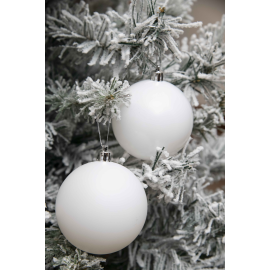 Set 6 Sfere di Natale in Plastica Ø 8Cm – Assortite Lucide e Opache – Vari Colori - Bianco