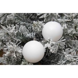 Set 6 Sfere di Natale in Plastica Ø 8Cm – Assortite Lucide e Opache – Vari Colori - Bianco