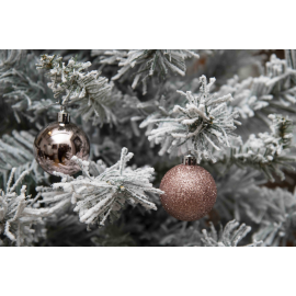 Set 20 Sfere di Natale in Plastica Ø 5Cm - Assortite Lucide e Glitterate – Vari Colori - Rosa