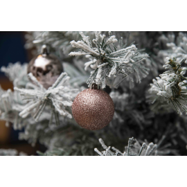 Set 20 Sfere di Natale in Plastica Ø 5Cm - Assortite Lucide e Glitterate – Vari Colori - Rosa