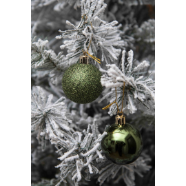 Set 20 Sfere di Natale in Plastica Ø 5Cm - Assortite Lucide e Glitterate – Vari Colori - Verde Albero