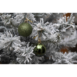 Set 20 Sfere di Natale in Plastica Ø 5Cm - Assortite Lucide e Glitterate – Vari Colori - Verde Albero