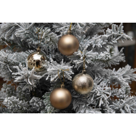 Set 30 Sfere di Natale in Plastica Ø 4/5/6 cm - Assortite (Lucide, Opache, Increspate) - Confezione a Cilindro - Oro